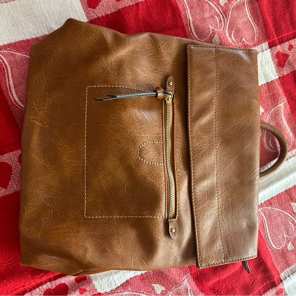 Brown Leather backpack purse